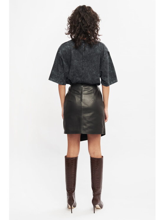 BENU BENU Spódnica Skórzana Czarny Slim Fit
