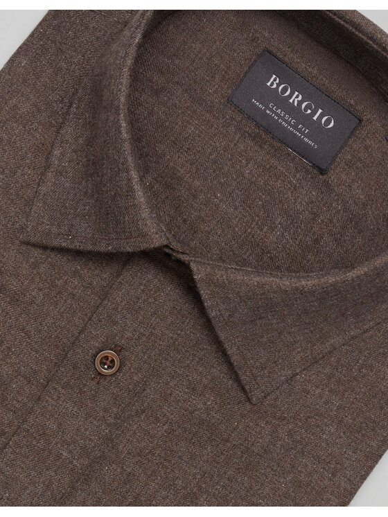 Borgio Borgio Koszula contrada Brązowy Classic Fit