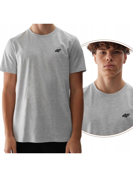 4F 4F T-Shirt 4FWSS24TTSHM1154-27M Szary Regular Fit