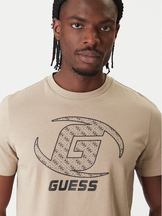 Guess Guess Marškinėliai Z6RI06 I3Z14 Smėlio Regular Fit