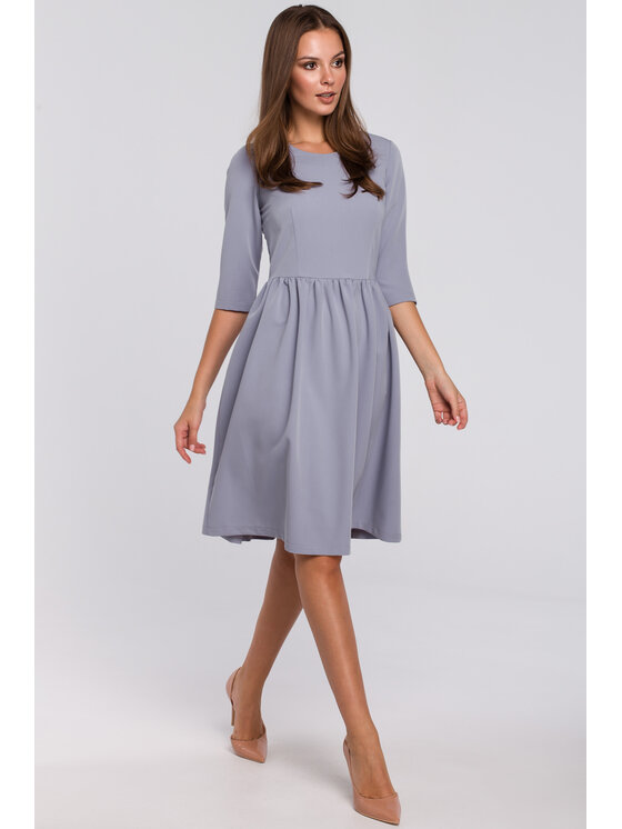 Makover Makover Sukienka koktajlowa K010 Szary Regular Fit