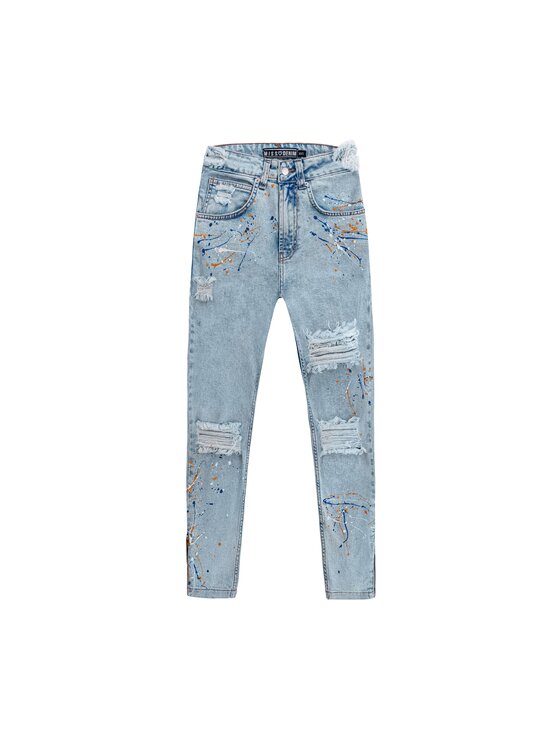 MissDenim MissDenim Spodnie damskie Zip Leg Niebieski Skinny Fit