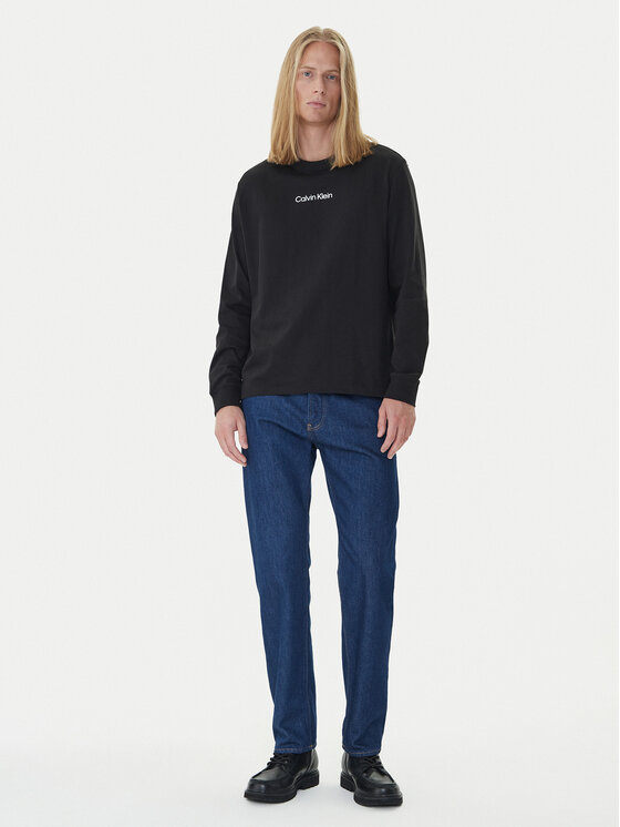 Calvin Klein Calvin Klein S dlhými rukávmi Standard Logo LV04LD232G Čierna Relaxed Fit