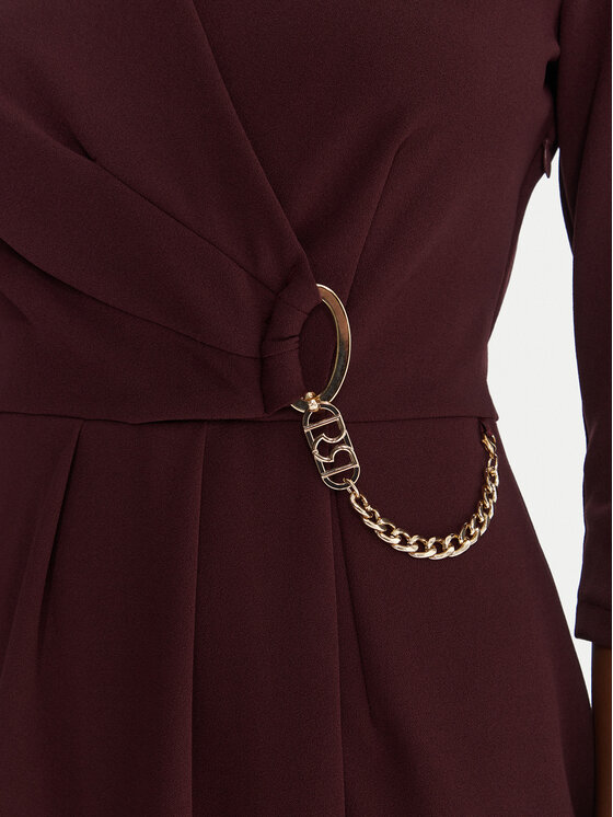 Rinascimento Rinascimento Cocktail obleka CFC0020071002 Bordo rdeča Regular Fit