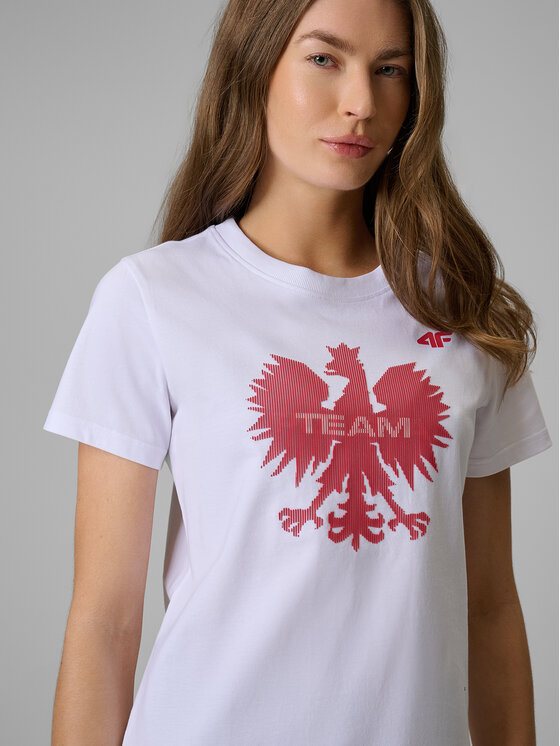 4F 4F T-Shirt STREFA KIBICA Biały Regular Fit