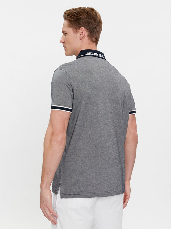 Tommy Hilfiger Tommy Hilfiger Polo Monotype Oxford Collar Reg Polo MW0MW34778 Szary Regular Fit