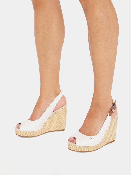 Tommy Hilfiger Sandalen Iconic Elena Sling Back Wedge FW0FW04789 Ecru Modivo