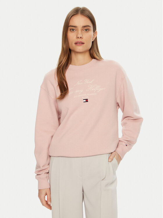 Tommy Hilfiger Tommy Hilfiger Bluză Modern Script WW0WW43844 Roz Regular Fit