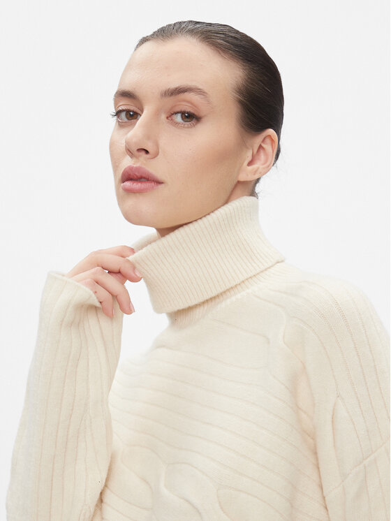 Calvin Klein Calvin Klein Džemper Asymetric Modern Cable Sweater K20K206016 Bež Regular Fit