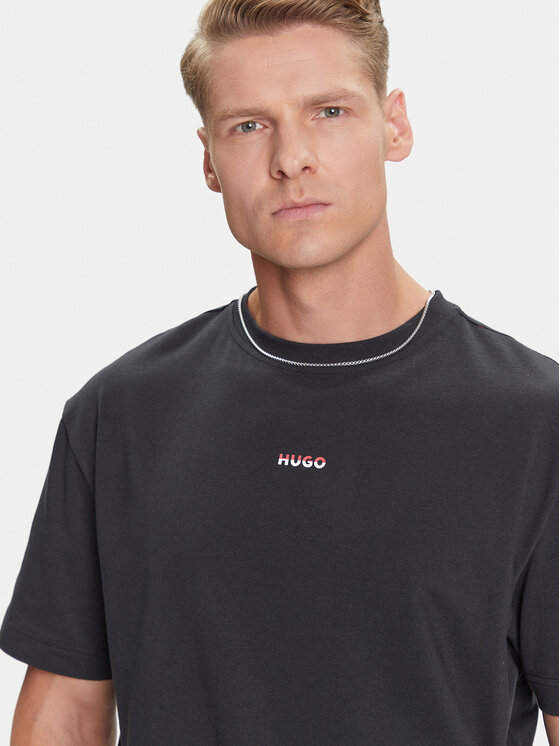 HUGO HUGO T-Shirt Split Logo 50544185 Czarny Relaxed Fit