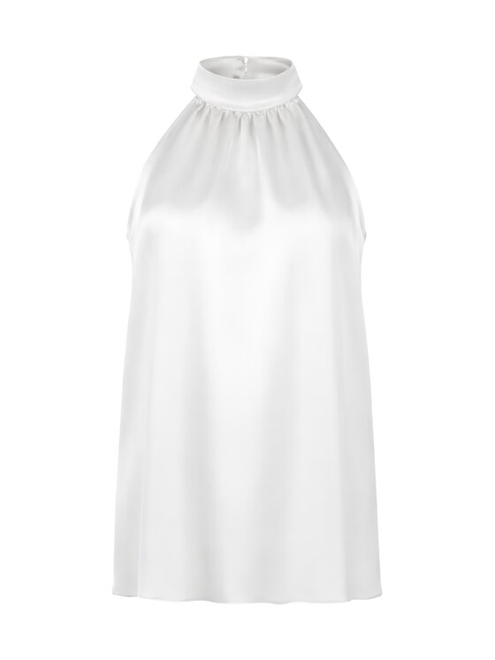Cat&Cat Cat&Cat Top jedwabny z dekoltem typu halter Biały Regular Fit