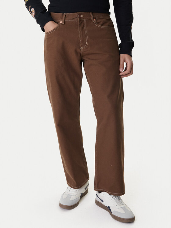 RVCA RVCA Kalhoty z materiálu Dayshift 23A113502 Hnědá Relaxed Fit