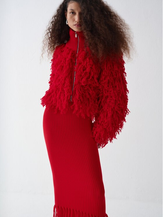 La Mania La Mania Bluza FRINGE Czerwony Basic Fit