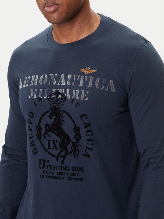 Aeronautica Militare Aeronautica Militare Majica dugih rukava 252TS2471UJ00641 Tamnoplava Regular Fit