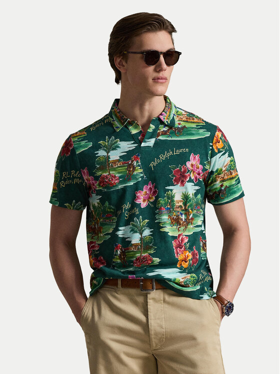 Polo Ralph Lauren Polo Ralph Lauren Тениска с яка и копчета 710B13535001 Зелен Regular Fit