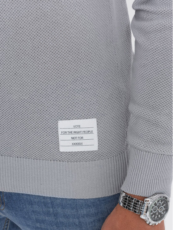 Ombre Ombre Sweter OM-SWSW-0104 Szary Fitting Fit