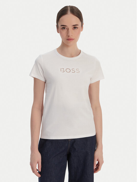 BOSS Tricou Eventsa11 50562055 Alb Slim Fit