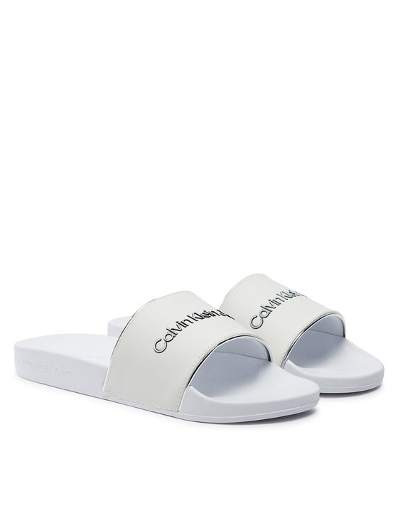 Calvin Klein Jeans Calvin Klein Jeans Pantoletten Slide Instituitional Mtr YW0YW01508 Weiß