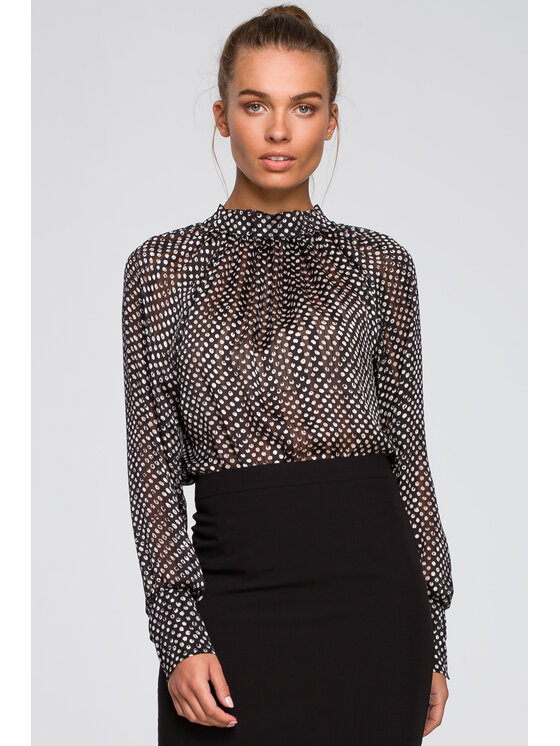 Stylove Stylove Bluzka S235 Czarny Regular Fit