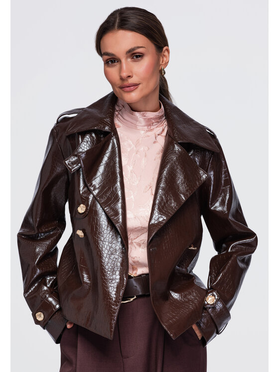 Ombre Ombre Kurtka przejściowa OW-JAFL-0144 Brązowy Regular Fit