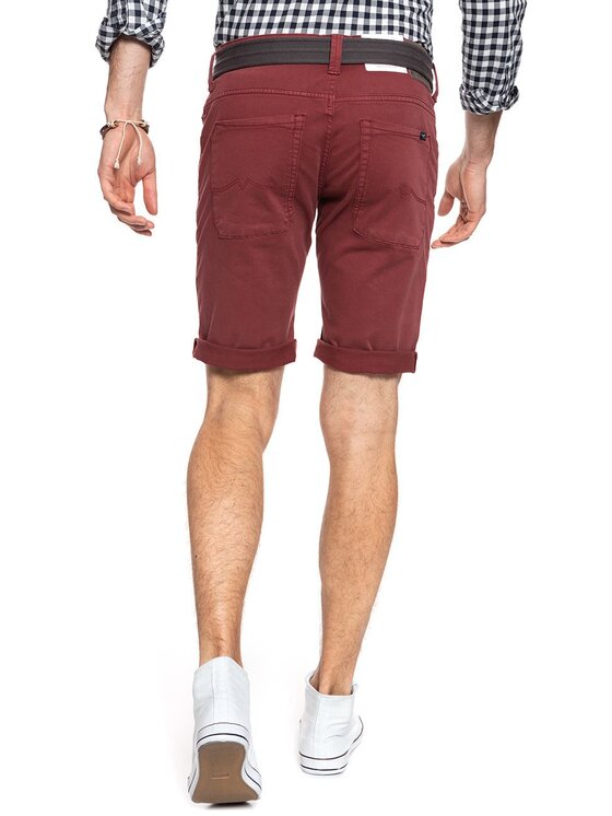 Mustang Mustang Pantaloncini di jeans 5 POCKET SHORT Rosso Slim Fit