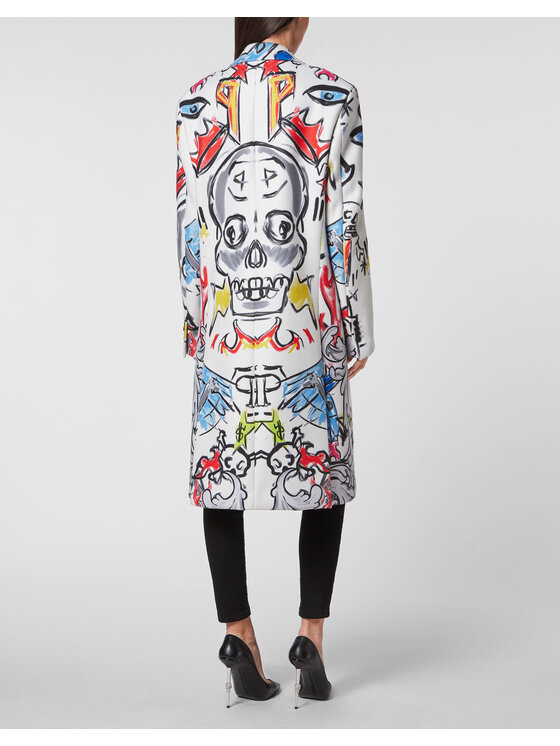 PHILIPP PLEIN PHILIPP PLEIN Kabát 3363 Bílá Loose Fit