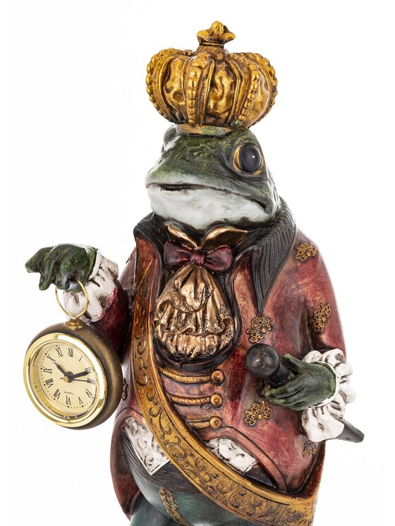 MIAhome MIAhome Figurka żabiego króla z zegarkiem 52x14x14 cm FROGG z koroną Kolorowy