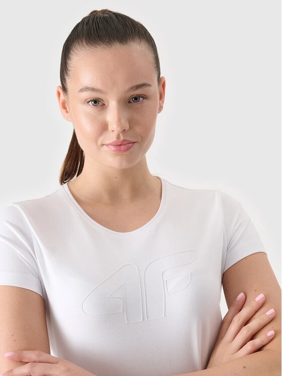 4F 4F Tričko 4FWSS24TTSHF1163 Biela Custom Slim Fit