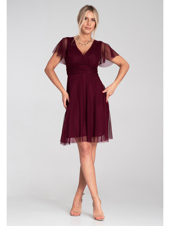 FIGL FIGL Sukienka koktajlowa M1206 Bordowy Flared Fit