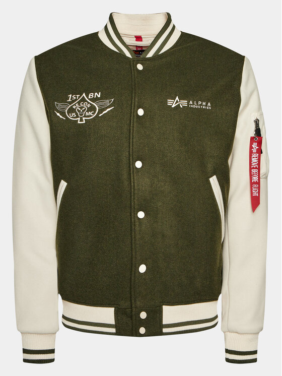 Alpha Industries Bomber Jakna Varsity Air Force 138107 Zelena Regular Fit