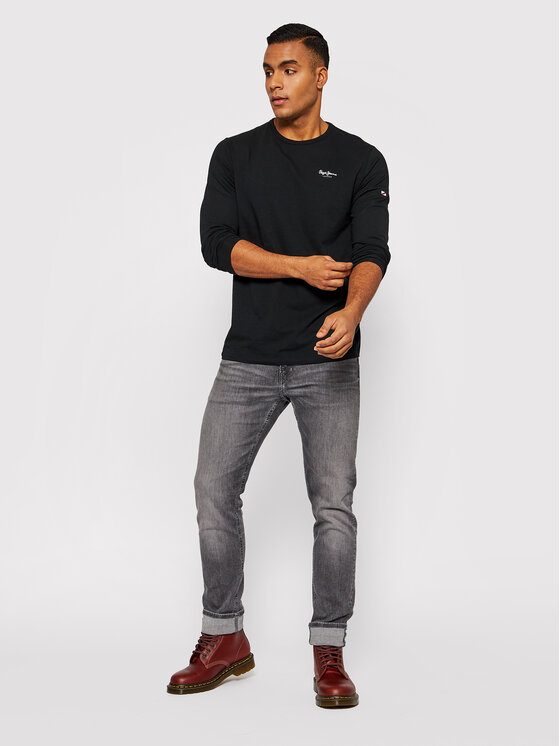 Pepe Jeans Pepe Jeans Majica dugih rukava Original Basic 2 Long N PM508211 Crna Slim Fit