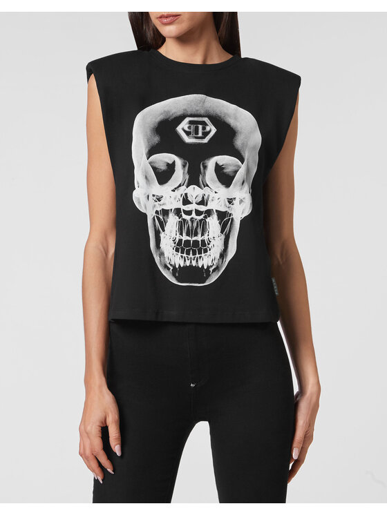 PHILIPP PLEIN PHILIPP PLEIN Top 1077 Czarny Regular Fit
