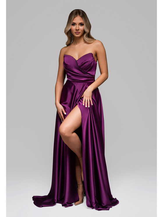 Ombre Ombre Sukienka wieczorowa LA-OM-DLR267 Fioletowy Regular Fit