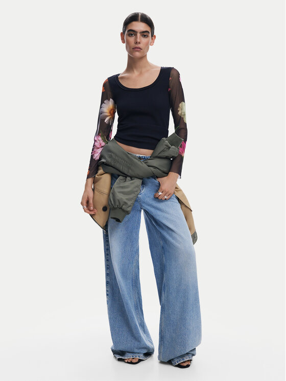 Desigual Desigual Blúzka Flint 25SWTK93 Čierna Slim Fit