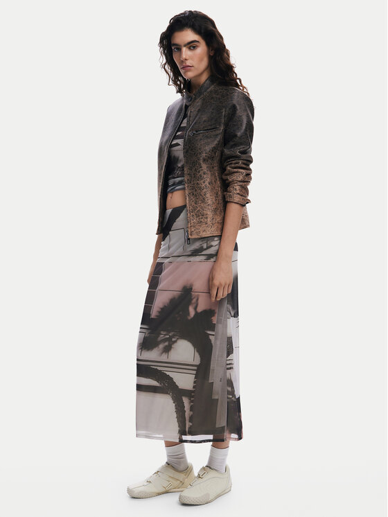 Desigual Desigual Шкіряна куртка 25SWEW44 Коричневий Regular Fit