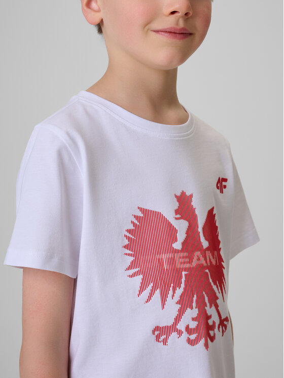 4F 4F T-Shirt FAN FOOTBALL COLLECTION Biały Regular Fit