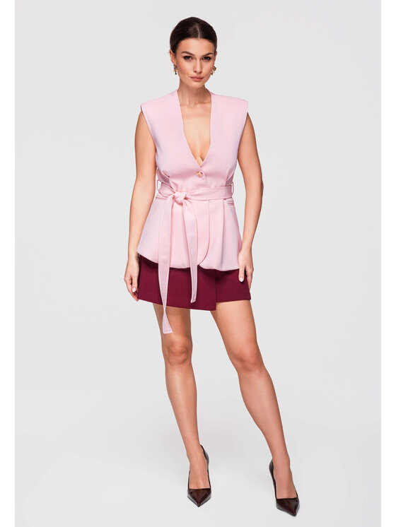 Ombre Ombre Kamizelka OW-VE-E0001 Różowy Slim Fit