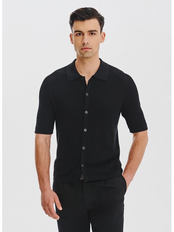 Pako Lorente Męskie Polo, rozmiar XL, Czarna, P25WF-TX-006