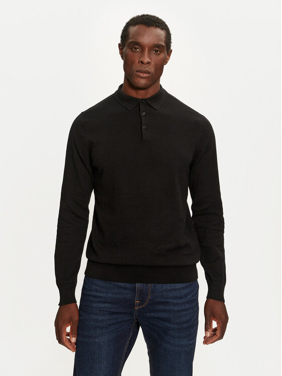 Brave Soul Męski Sweter, rozmiar S, Czarny, MK-273PLACKET