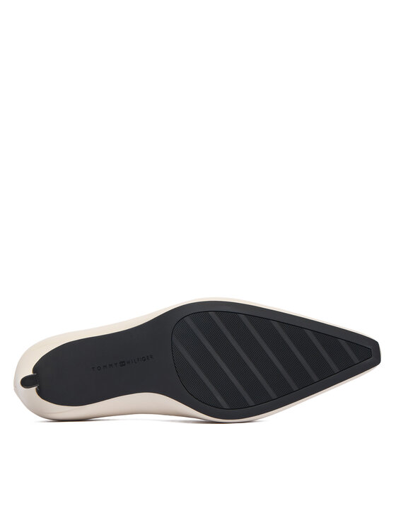 Tommy Hilfiger Tommy Hilfiger Pantofi pumps Th Logo Lth Pump Slanted Hl FW0FW09008 Écru
