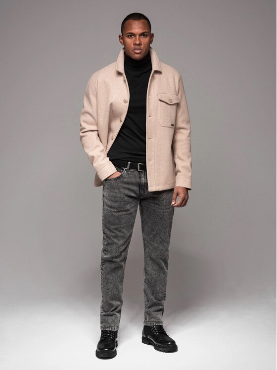 Ombre Ombre Jeansy OM-PADP-0217 Szary Regular Fit