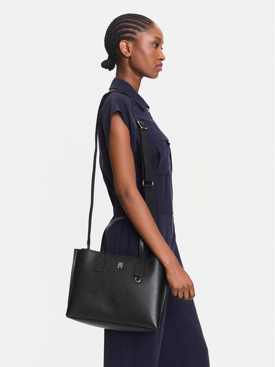 Tommy Hilfiger Tommy Hilfiger Kabelka Th Distinct Mini Tote AW0AW17459 Čierna