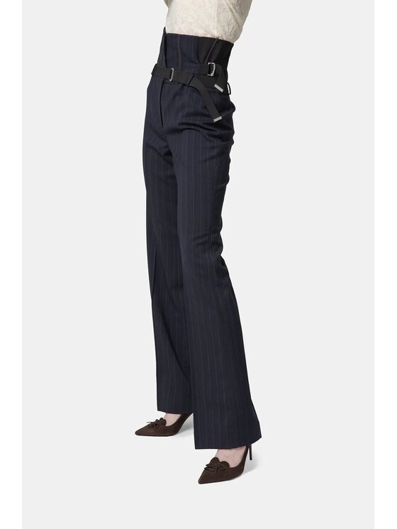 PINKO PINKO Kalhoty z materiálu PIADINA Tmavomodrá Regular Fit