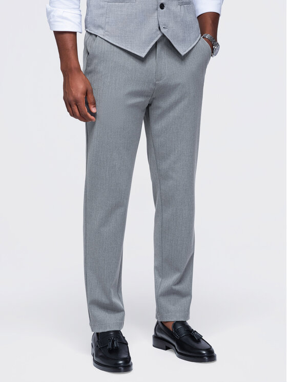 Ombre Ombre Chinosy OM-PACP-0307 Szary Regular Fit