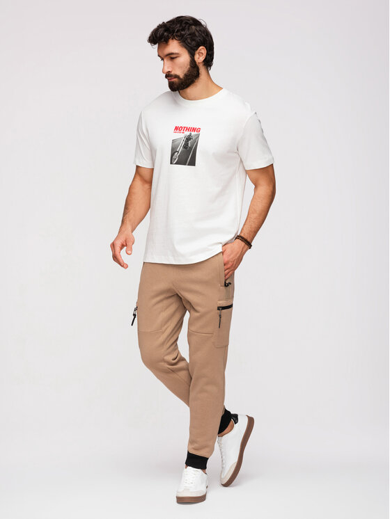 Ombre Ombre Joggery OM-PASK-0222 Beżowy Jogger Fit