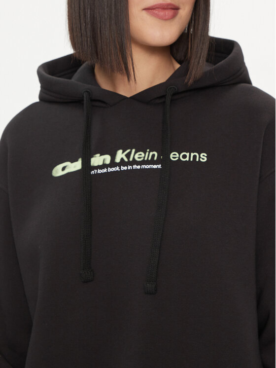 Calvin Klein Jeans Calvin Klein Jeans Vsakodnevna obleka Double Ck Hoodie Dress J20J223257 Črna Oversize