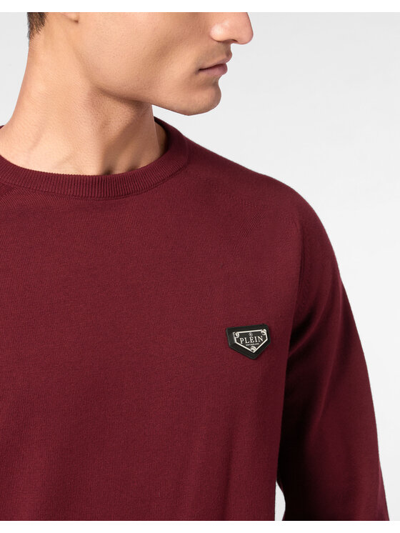 PHILIPP PLEIN PHILIPP PLEIN Sweter 199 Bordowy Regular Fit