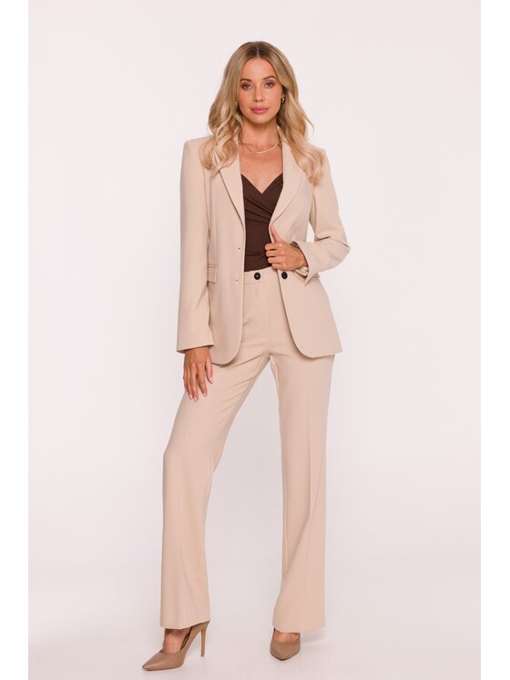 Stylove Stylove Marynarka S417 Beżowy A-Line Fit