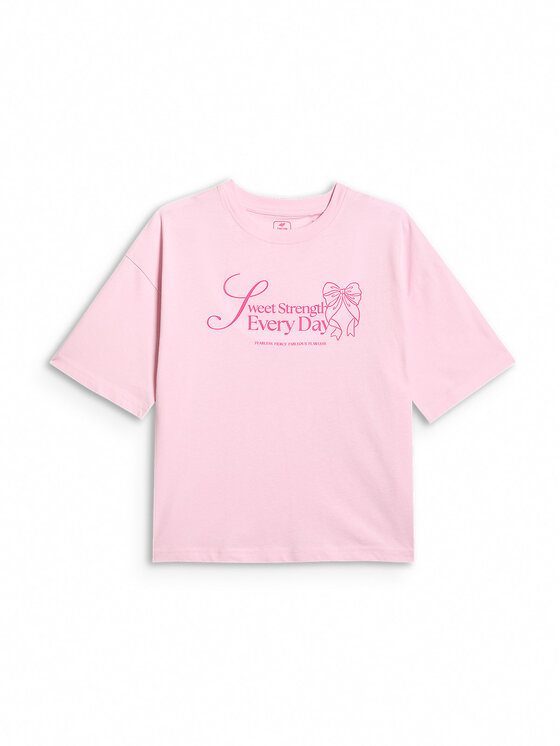 4F 4F T-Shirt BOW MOTION Różowy jasny Loose Fit