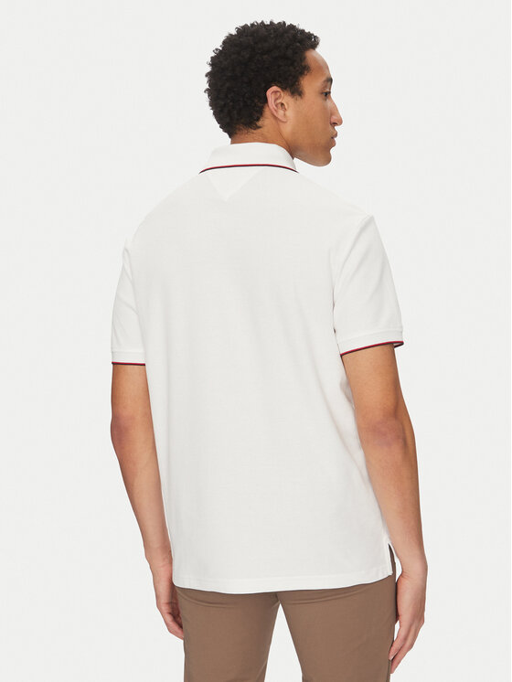 Tommy Hilfiger Tommy Hilfiger Тениска с яка и копчета MW0MW38457 Бял Classic Fit